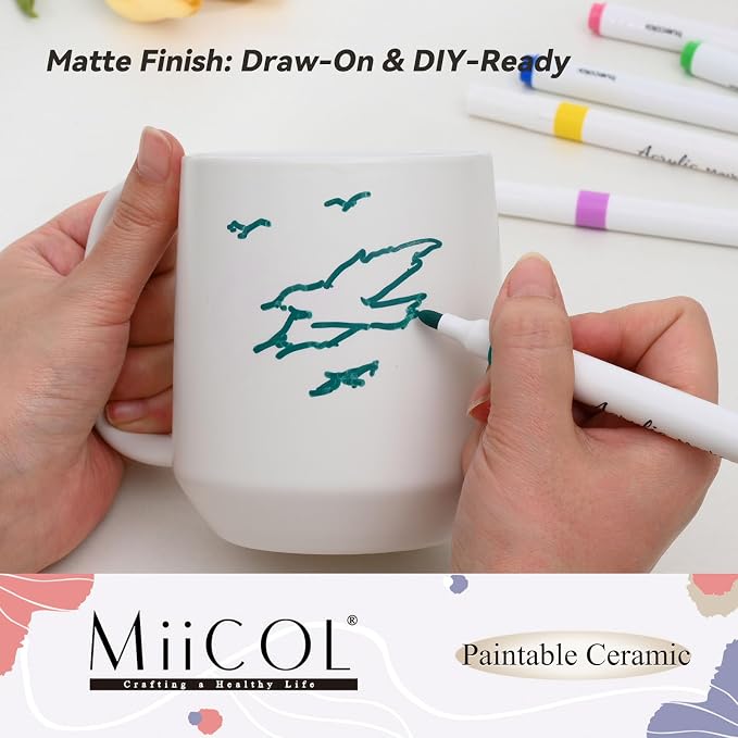 Miicol 16 oz Large Ceramic Coffee Mug, Tea, Mulled Drinks Cup, Gift for Office Staff or Home Using, Microwave and Dishwasher Safe, Frosted Surface, White