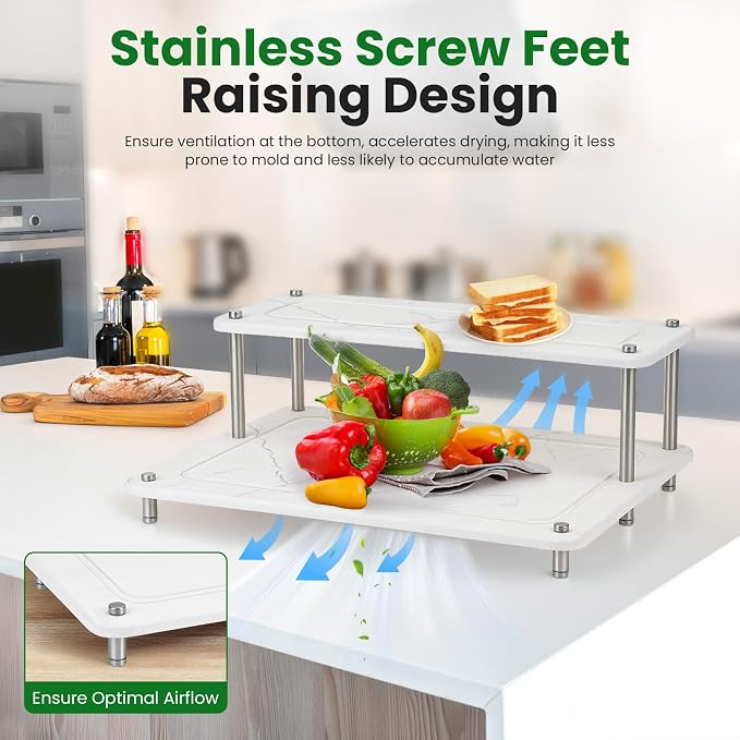 Stone Dish Drying Rack, Double-layer Stone Dish Drying Mat for Kitchen Counter,Super Absorbent Diatomaceous Earth Dish Dry Rack with Non-Slip Stainless Steel Feet for Kitchen/Bedroom/Bathroom Supplies