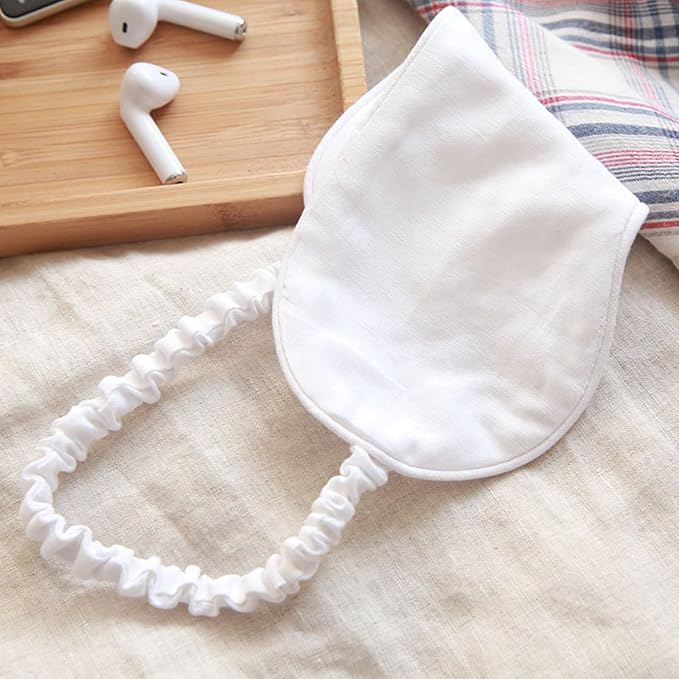 100% Pure Linen Sleep Mask Blackout Eye Mask for Sleeping, Eye Cover with Adjustable Strap - Organic Cotton Core Linen Eyes Mask Breathable for Travel - Gift for Women Men (Bleached Color)