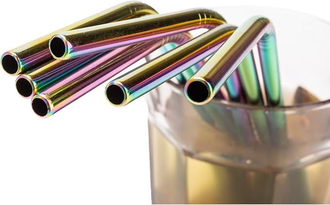 Stainless steel straws iridescence colors, Fits 20 oz Tumbler, Extra Long Reusable Ecofriendly