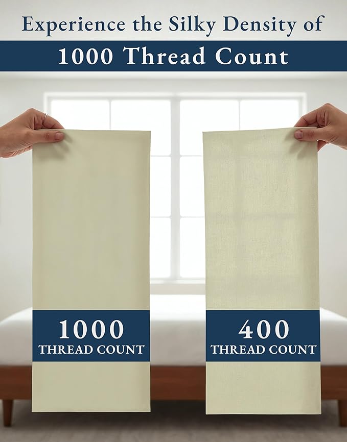 LANE LINEN 100% Egyptian Cotton Bed Sheets California King Size - 1000 Thread Count, Soft & Comfy Sateen Weave No Pill Fade Resistant Cal King Bedding Set, Machine wash 15'' Deep Pocket- Linen