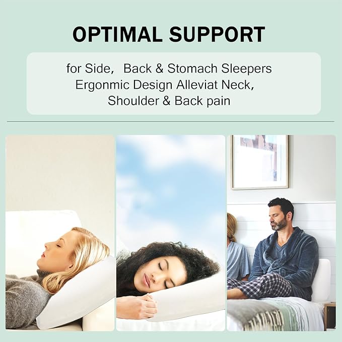 Natural Talalay Latex Pillow, Bed Pillow for Neck Pain Relief, Breathable Cooling Pillow with 100% Cotton Cover, Oeko-TEX Certified Support for Side, Back Sleepers (1, King (Low Loft))