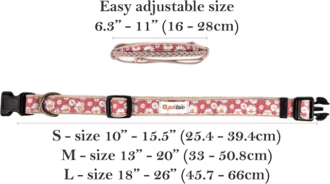 Pettsie Hemp Dog Bandana Collar & Matching Owner Friendship Bracelet | Adjustable, Durable Hemp, Soft & Comfortable, Secure D-Ring, Matching Friendship Bracelet, Pink