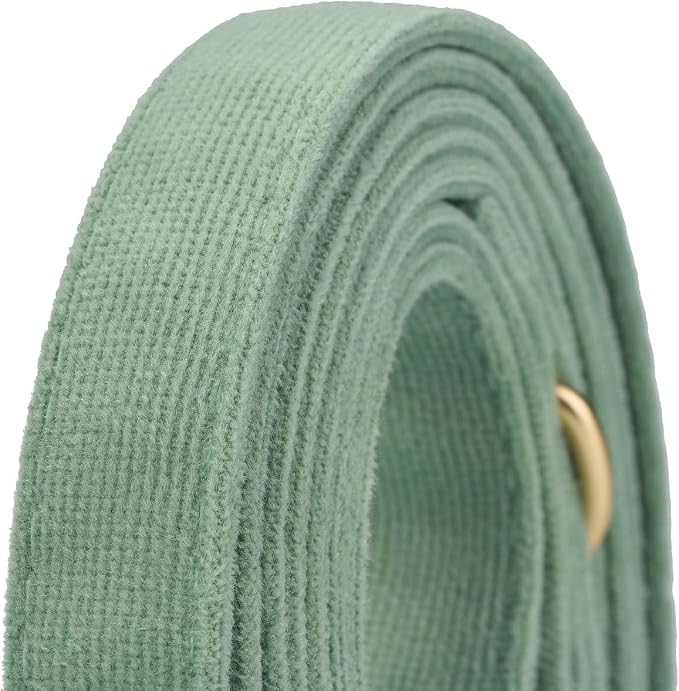 Soft Corduroy Dog Collar and Leash Set Adjustable Durable Dog Collars with Metal Buckle and Lead for Large Dogs,Grass Green
