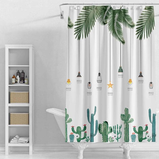 Plastic Shower Liner - Premium PEVA 6G Thickened Shower Curtain Liner with Rustproof Grommets and 3 Weighted Magnets, Waterproof Shower Curtain for Bathroom(Tropical Leaf, 72”*72”)