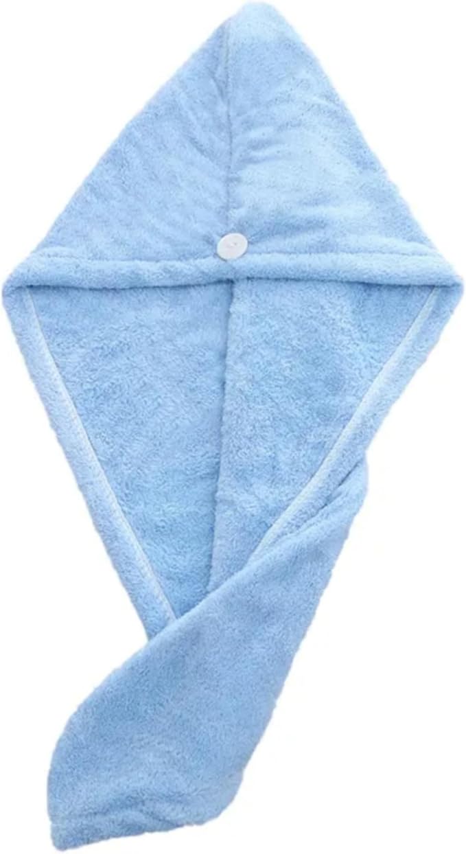 Microfiber Hair Drying Turban Towels, Pack of 3 (Blue-Pink-Grey)