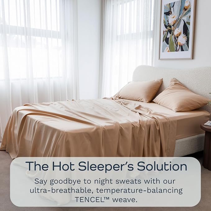 Olive + Crate Tencel Eucalyptus Pillowcases - 100% Tencel Lyocell Cooling Pillow Cases for Hot Sleepers - Hypoallergenic, Moisture-Wicking, Silk Alternative, Queen Size Set of 2 [Terracotta Clay]