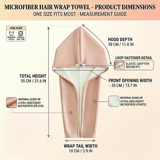 Microfiber Hair Towel Wrap for Women, Thickened Quick Dry Hair Turban with Satin Elastic Band, Hair Drying Towel for Long Hair（Pink）