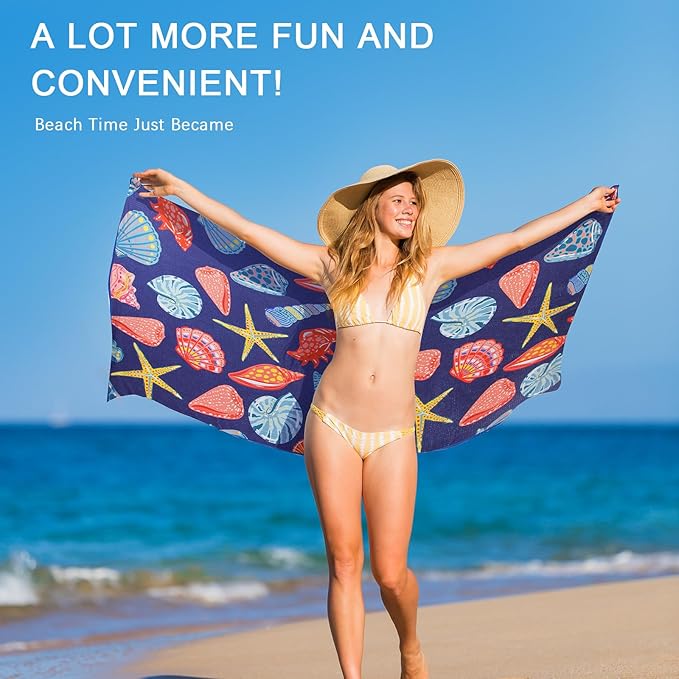 Microfiber Waffle Beach Towels,Ultra Soft and Sand Free Beach Essentials,High Absorbent Pool Towels,Quick Dry Light Weight Oversized Large Towels for Travel Camping Beach Accessories