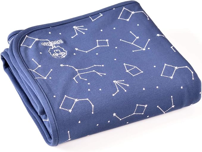 Woolino Toddler Blanket - Merino Wool and Organic Cotton Baby Blanket for Girls and Boys - 4 Season - 52.5” x 40” - Night Sky