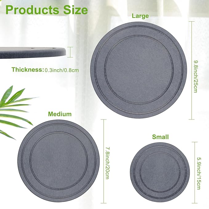 Diatomaceous Earth Plant Pot Saucers for Indoor & Outdoor, 2 Pack 6 inch, Round Plant Drip Trays, Plant Dish Pant Plate to Catch Water, Instant Drying Stone Drainage Tray