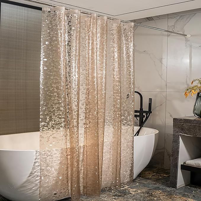 Shower Curtain Liner, Waterproof EVA 3D Shower Curtains with Duty Heavy Bottom Magnets and Rust Proof Grommets, Weighted Shower Liner for Shower Stall, Bathtubs