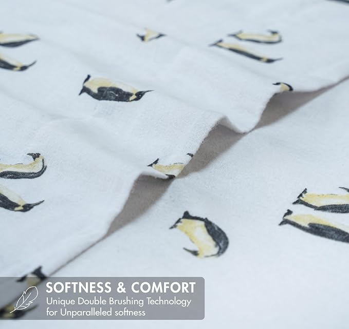 RUVANTI Flannel Sheets Full Size - GOTS Certified 100% Organic Cotton, 4 Piece Warm, Soft & Breathable Set, Deep Pocket Snug Fit, Double Brushed Cozy All Season Bedding, Polar Parade
