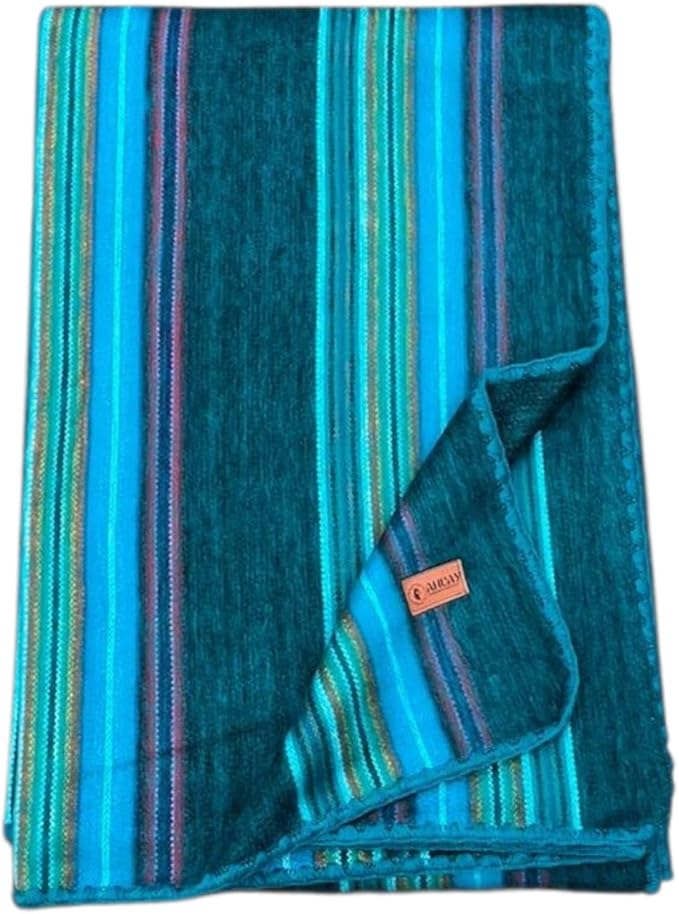 Alpaca Wool Throw Blanket 65 X 45 Inches | Large Warm Ultra-Soft Blanket | Hypoallergenic, Breathable, Non-Itchy Alpaca Wool Fabric | (Turquoise Green,