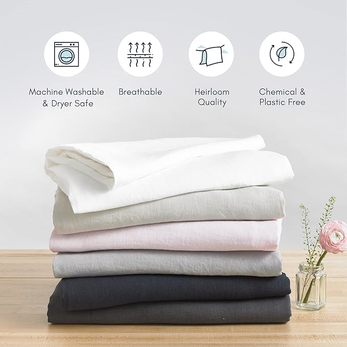 Baloo 100% French Linen Duvet Cover for Weighted Blanket (Navy Blue - 42"x72" - Throw Size) | Cooling, Soft & Durable | Machine Washable & Dryer Safe | Oeko-TEX® Standard 100 Certified