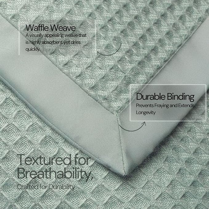 Salt Earth GOTS Certified 100% Organic Cotton Throw Blanket, 108"X90" Blankets & Throws for Bed, Throw Blanket for Couch,Modern & Cozy Blanket, All Seasons Waffle Blanket, Soft Blanket (Silver Blue)