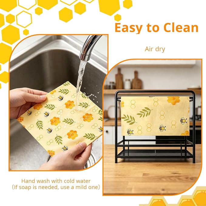 2 Rolls Reusable Beeswax Food Wrap Roll, 13x39 Inches Cut-to-Size Beeswax Paper for Bread, Sustainable Eco Friendly Cotton Food Storage Wraps for Cheese,Fruit,Vegetable,Washable,Plastic Free