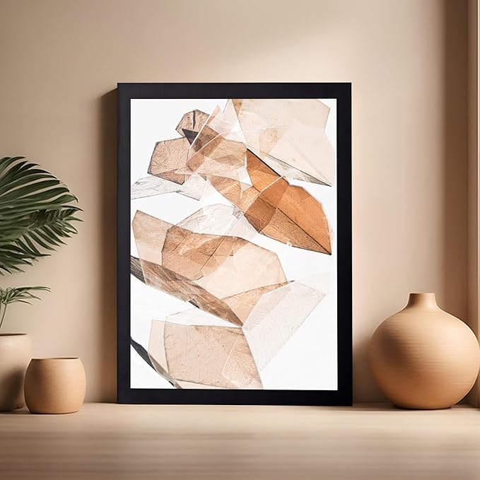 Monem Art Earthy Origami Paper Photography Print - Neutral Abstract Shapes Art Poster - Wall Decor for Living Room, Bedroom or Office - 16x20 Black Framed Wall Art by Renee Stramel