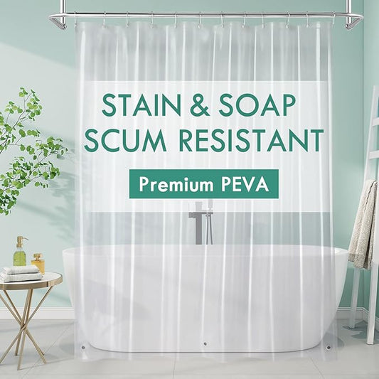 MitoVilla Extra Long Shower Curtain Liner 72 X 84, Simple Clear 84 inch XL Shower Curtain Liner for Neutral Bathroom, PEVA Heavy Duty Waterproof Bathroom Shower Liner