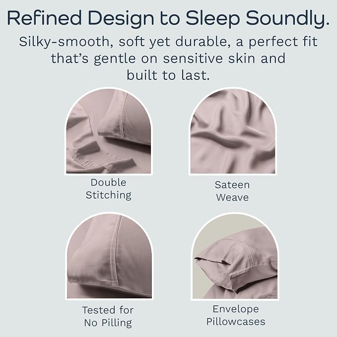 Olive + Crate Tencel Eucalyptus Pillowcases - 100% Tencel Lyocell Cooling Pillow Cases for Hot Sleepers - Hypoallergenic, Moisture-Wicking, Silk Alternative, Vegan - King Size Set of 2 [Dusk]