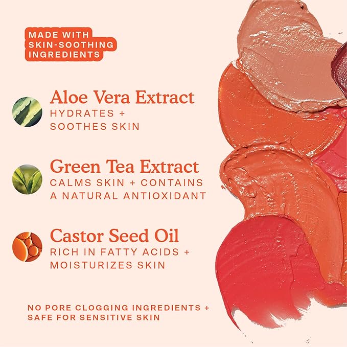 Tower 28 BeachPlease Cream Blush + Tinted Lip Balm - Multi-Use Lip Tint + Dewy Blush for Cheeks With Aloe Vera + Green Tea - Vegan, Non-Comedogenic Makeup for Sensitive Skin - Power Hour (0.16 oz)