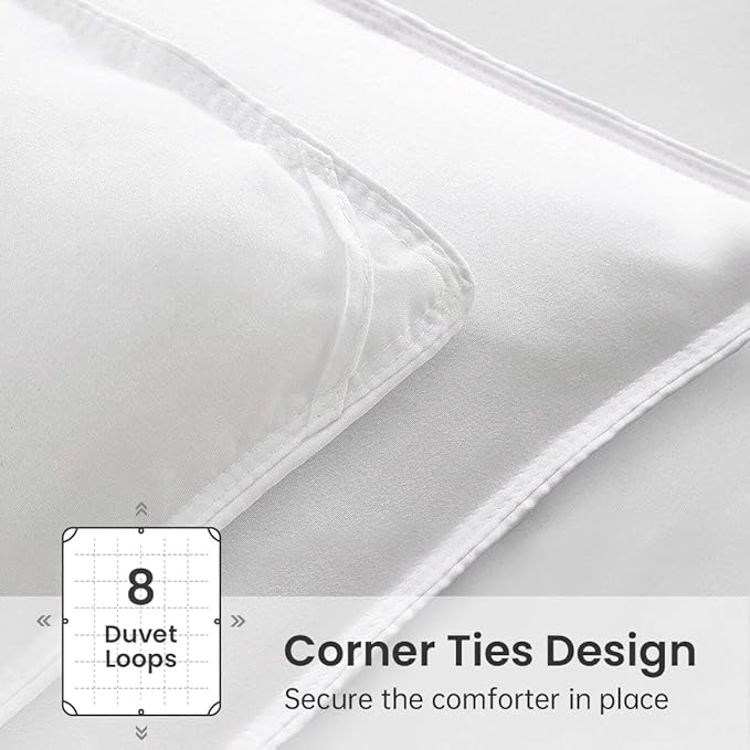 EASELAND Down Alternative Comforter King Size - Quilted Duvet Insert for All Seasons, Soft Cozy with Corner Tabs, Summer Winter Warm Bedding, Pure White 90x102
