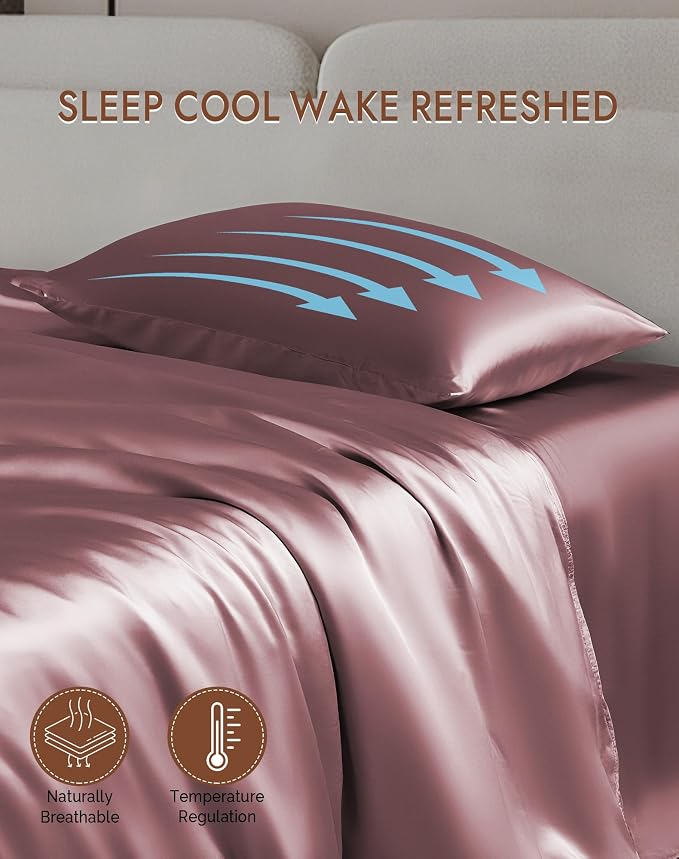 SilkSilky 100% Mulberry Silk Pillowcase - Pure 22 Momme High-Grade 6A Fibers for Hair & Skin, Hidden Zipper, Natural, Organic, Breathable & Cooling Pillow Case (Standard 20''x26'', PaleMauve)