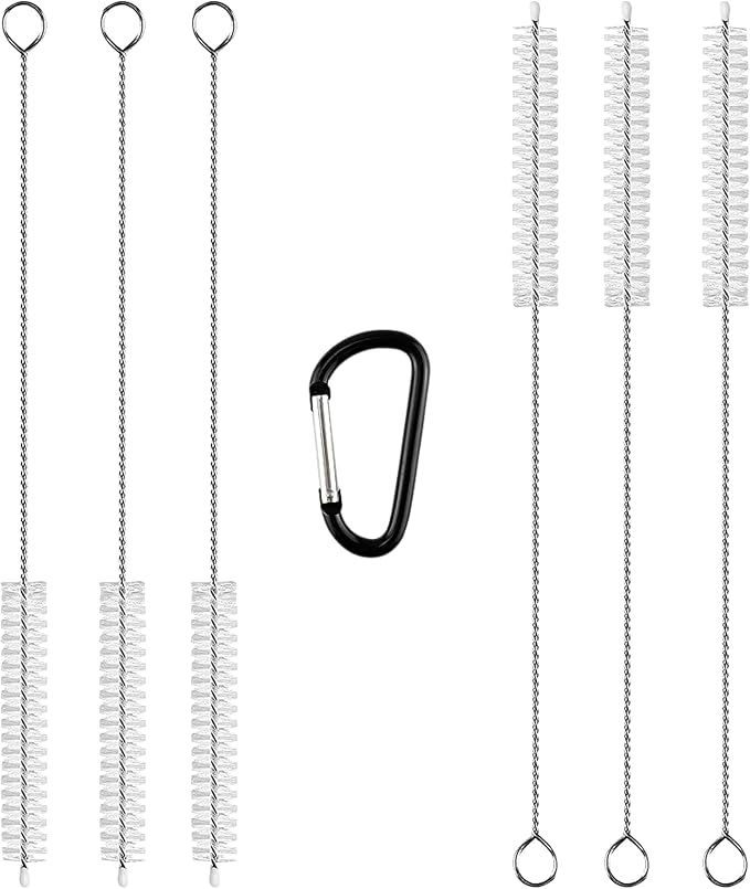 6 Straw Cleaner Brush Extra Long - Set of 6 Metal Straw Cleaner - Straw Cleaning Brush for Reusable Straws
