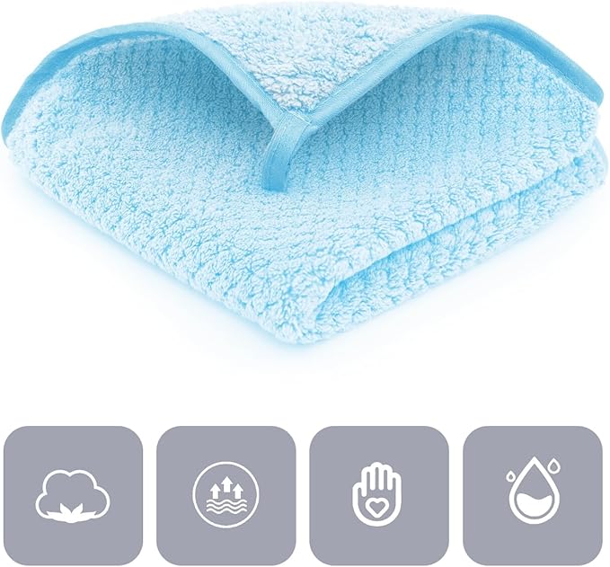 MaopaoBeauty 6 Pack Washcloth Set - Quick Drying & Absorbent Microfiber Gym Towels 13x13 inches - Lightweight & Thin Yoga Towels - Multi-Purpose Camping Towels for SPA, Hotel & Bathroom, Light Blue