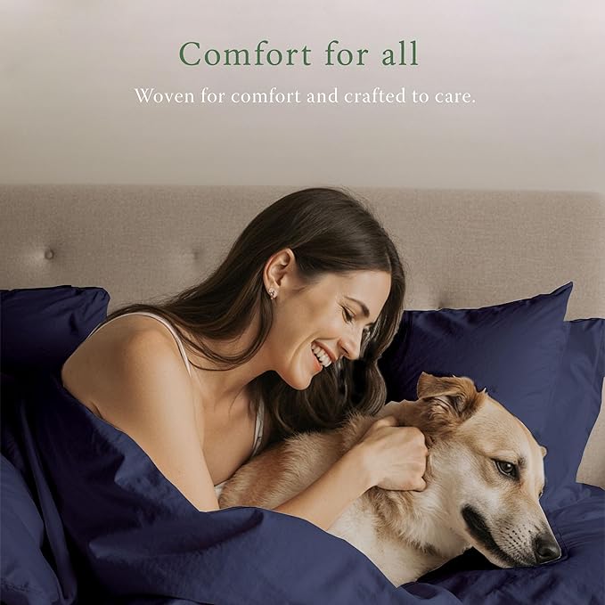 Threadmill Luxury Organic Cotton Sheets - Certified by GOTS - King, 4 Piece, Folkstone Blue - Breathable - Premium Sheet Set - Smooth and Cool Bedding with Perfect Elastic Deep Pocket Fit