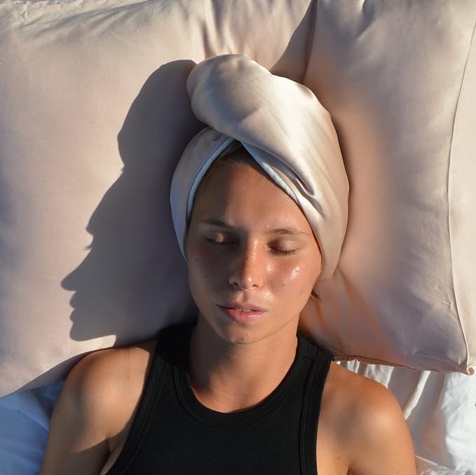 Cool Mom's Closet Pure Silk Hair Towel | Silk & Bamboo Viscose Cotton Blend | Absorbent & Frizz-Free | Handmade in FL