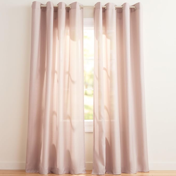 Exclusive Home Loha Linen Grommet Top Curtain Panel Pair, 54"x96", Blush