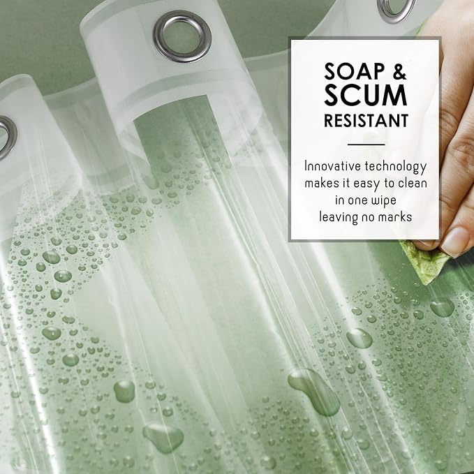 Clara Clark Clear Shower Curtain Liner - 72x72 Lightweight, Waterproof PEVA with 3 Magnets