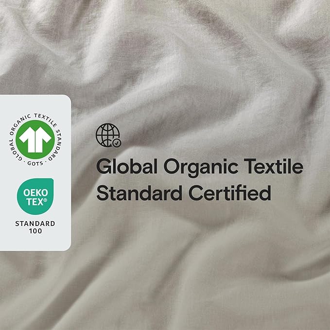 SIJO Premium Stone Washed Organic French Linen Duvet Cover, GOTS Certified Organic, Small Batch Sourced from Normandy, Best Cooling Linen Sheet Award by Sleep Foundation (Classic, Full/Queen)