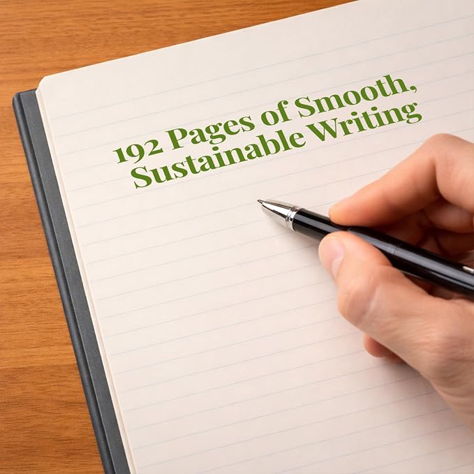 100% Recycled Softcover Lined Journal, Navy Blue, 8.5" x 5.5", 192 Pages, Embossed, Perfect Bound, FSC Certified, Made in USA