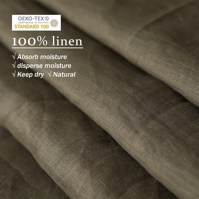 XZ XIFA Olive Green Linen Duvet Cover Twin, 100% Washed French Flax Linen Bedding Set with Zipper Closure, Cooling & Textured Bed Sets for Hot Sleepers(1 Duvet Cover, 1 Pillowcases)