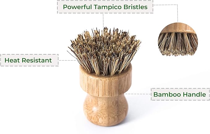 ECOLULU Natural Bamboo Dish Brush Plant Based Bristles | 3 Pack Wooden Dish Brush | Bamboo Scrub Brush for Cleaning Dishes, Pots, Pans and Vegetables | Biodegradable Eco Friendly Products