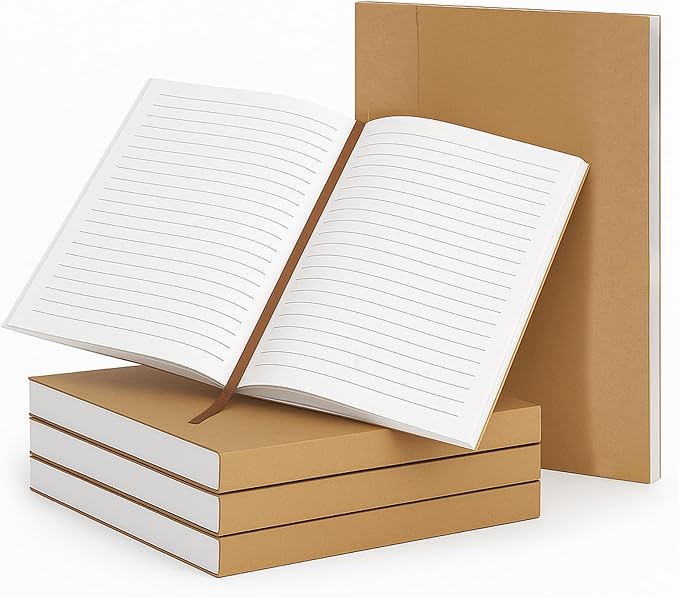 moonster Lined Paper Refill Notebooks for Refillable Leather Journal – Eco Friendly Acid-Free & Tree-Free Recycled Cotton Sheets A5 Ruled Notepad 8.25 x 5.75 Inches w/ 160 Soft Pages & Bookmark