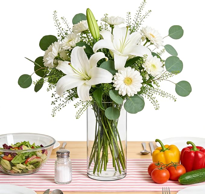 Acrylic Flower Vase Cylinder, 2 Packs, 7.87" Tall Clear Plastic Vase for Centerpieces - Shatterproof Wedding, Event & Home Decor Vase,7.87" Tall Round - 2 Pcs, Clear