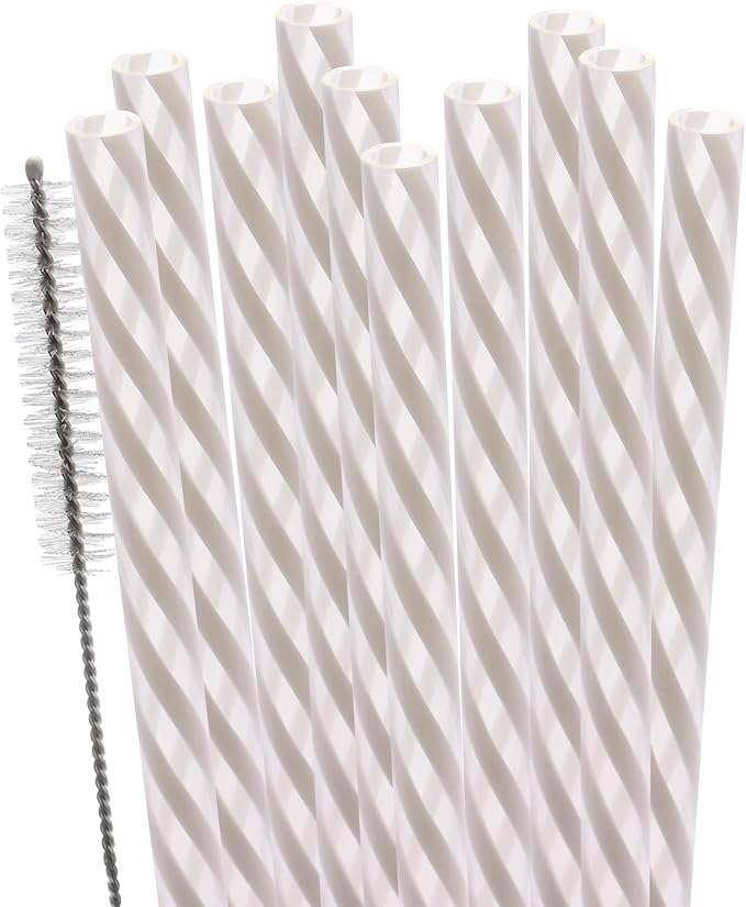 Dakoufish Replacement Straws for StanleylOwalalHydro Jug 40oz 30oz Tumbler,10 Pack 12 Inch White Reusable Straws With Cleaning Brush For Stanley Simple Modern Cup,Dishwasher Safe.