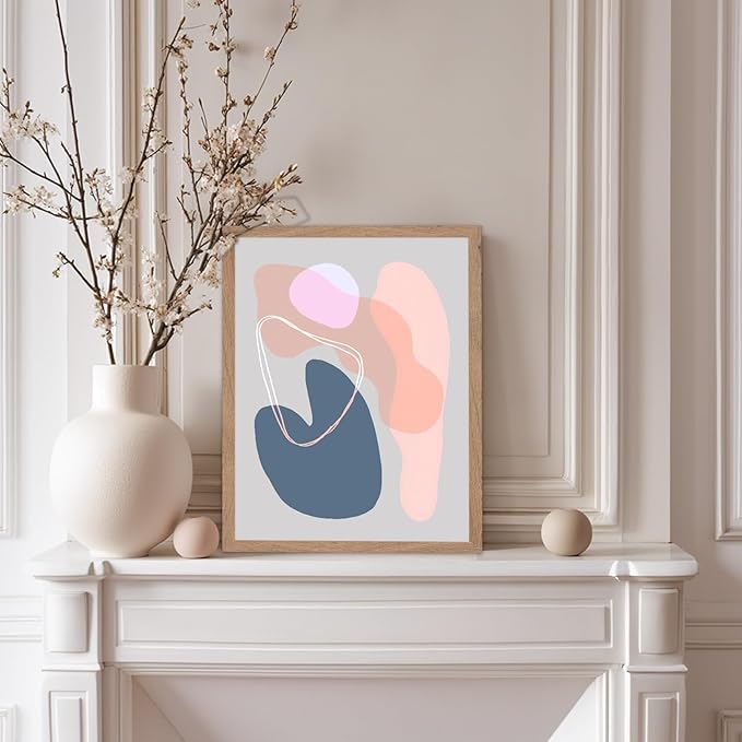 Monem Art Abstract Organic Shapes Print - Minimal Scandinavian Line Art Poster - Wall Decor for Living Room, Bedroom or Office - 8x10 Beige Framed Wall Art by Mareike Bohmer