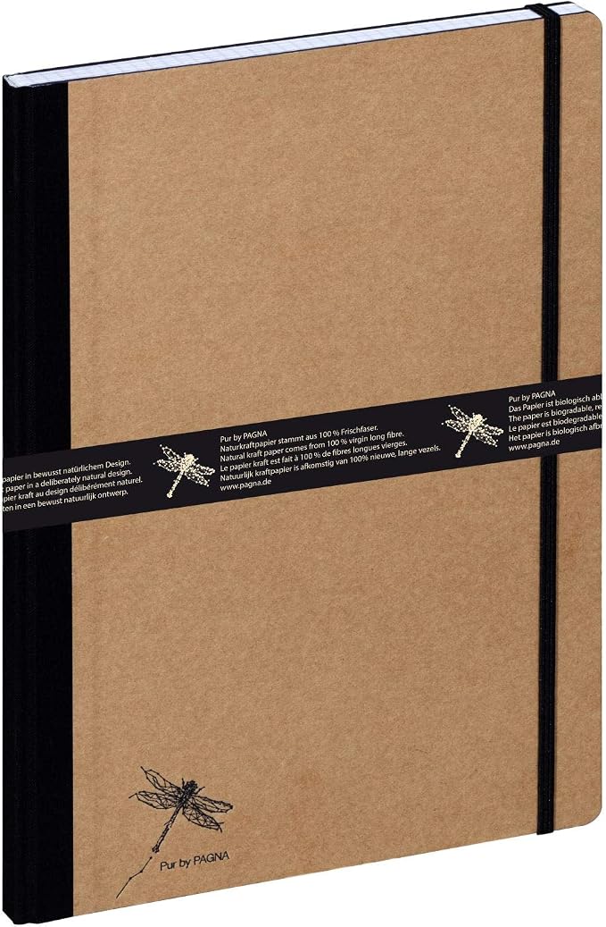 Pagna Pure A4 Recycled Kraft Paper Cover Embossed 192 Pages of Squared Paper