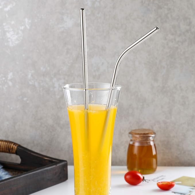 50-Pack Stainless Steel Straws,Reusable Metal Straws in Bulk Super Long 10.5 Inch All Straight Drinking Straws for 30oz/20oz Tumblers Yeti Cups Travel Mugs(All straight 50pcs -10.5" Silver)