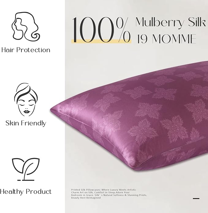 ZIMASILK 100% Pure Mulberry Silk Pillowcase for Hair and Skin Health, Soft and Smooth, Both Sides Premium Grade 6A Silk, 600 Thread Count, with Hidden Zipper, 1pc (King 20"x36", Dark Mauve)