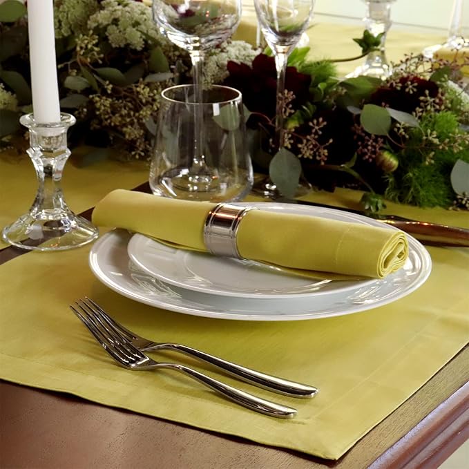 Huddleson Citron Yellow Linen Napkin 20x20 (Set of Four) Luxury Italian Linen Napkin Sewn in US