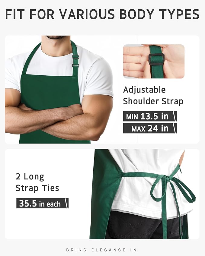 Syntus Chef Apron for Men Women Kitchen Cooking Apron with Pockets, Adjustable Bib Aprons Stain Resistant