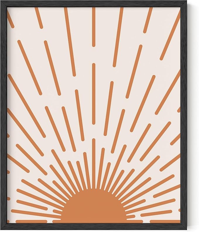 Y2K BOO Minimalist Sunburst UNFRAMED Wall Art Abstract Geometric Arch Earth Tones Terracotta Mid Century Modern 8x10 Inch Heavyweight Paper Boho Sunrise Studio Decor