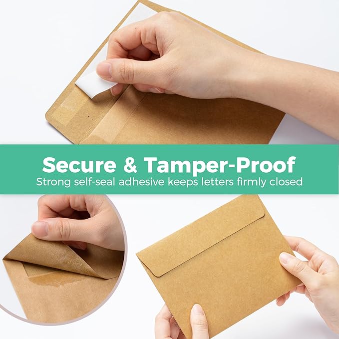 Ohuhu Blank Brown Kraft Cards and Envelopes 100 Pack - 4" x 6" Folded Cardstock Paper and A4 Envelopes for DIY Greeting Cards Wedding Birthday Invitations Baby Shower Thank You Notes and More