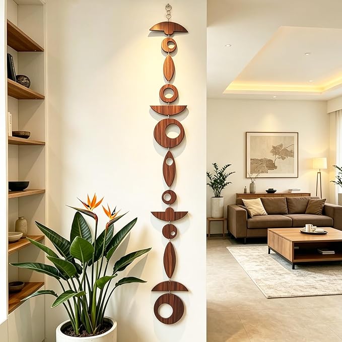 13PCS Retro Mid Century Modern Wall Art MCM Decor for Living Room Bedroom Kitchen Study, Walnut Wood Texture 16.5"x51.3"