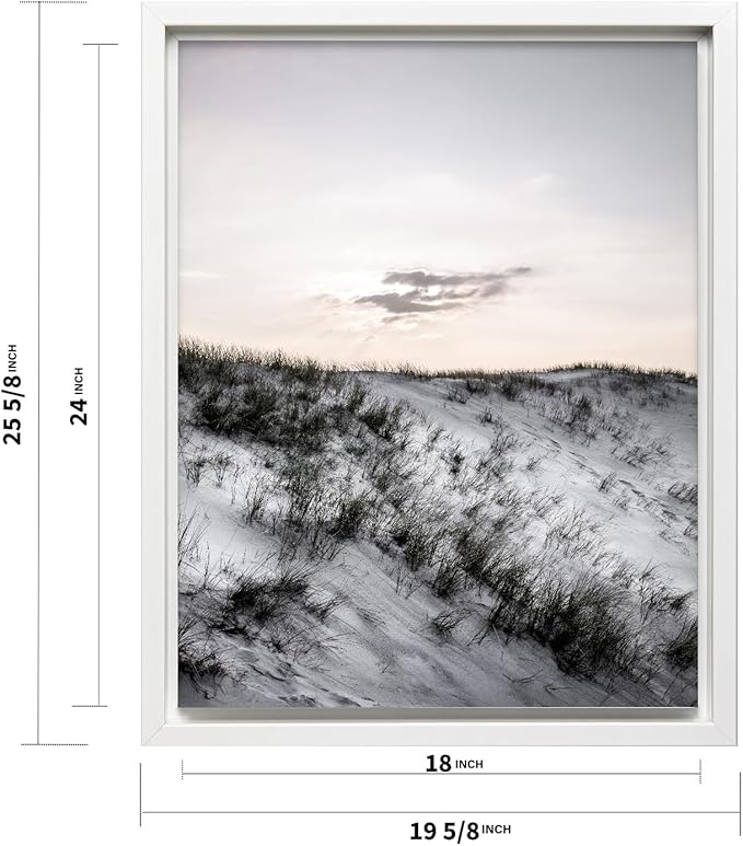 Monem Art Snowy Sand Dunes Landscape Print - Minimalist Winter Nature Poster - Wall Decor for Living Room, Bedroom or Office - 18x24 White Framed CANVAS Wall Art by Mareike Bohmer